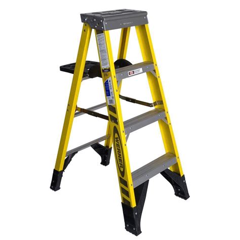 Werner 4 Ft Fiberglass Step Ladder With 375 Lb Load Capacity Type Iaa