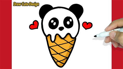 How To Draw A Cute Panda Ice Cream Youtube