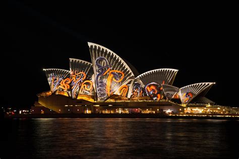 Fotos Gratis Noche Sydney Opera House Espectáculo De Luz Australia