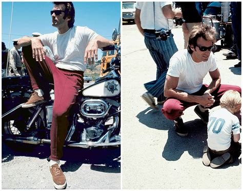 Clint Eastwood Photographed With His Son Kyle On The Set Of Dirty Harry Clint Eastwood