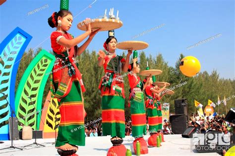 the members of chakma tribal performing traditional dance in the occasion of tribal festival at