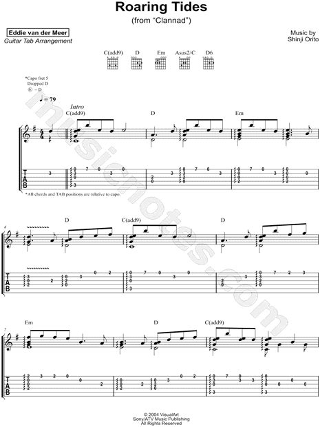 Play along in a heartbeat. Eddie van der Meer "Roaring Tides (from Clannad)" Guitar ...