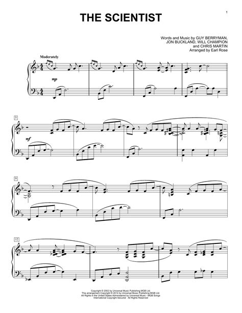 The Scientist Sheet Music By Coldplay Piano 156791