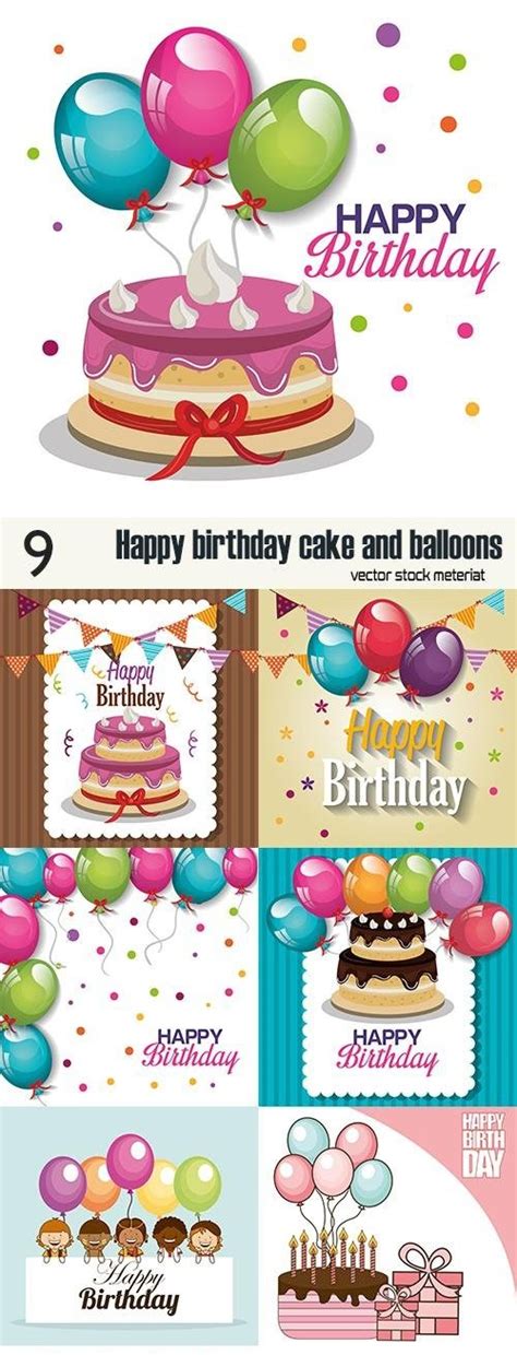 Happy Birthday Cake And Balloons Vectors Softarchive