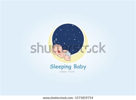 Baby Sleeping On Moon Vector Illustration Stock Vector Royalty Free
