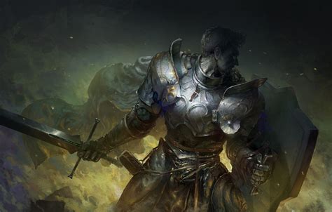 Wallpaper Sword Fantasy Armor Man Digital Art Artwork Shield
