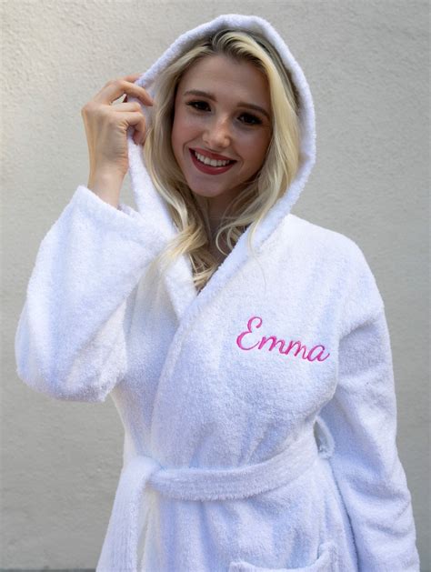 Personalized Hooded Terry Bath Robe Monogrammed Bath Robe Etsy