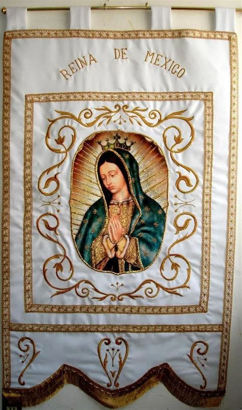 Estandarte Fino Virgen De Guadalupe Tipo Europeo Virgen