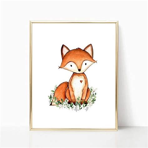 Printable Fox Nursery Decor Watercolor Fox Print Baby Fox Print Fox