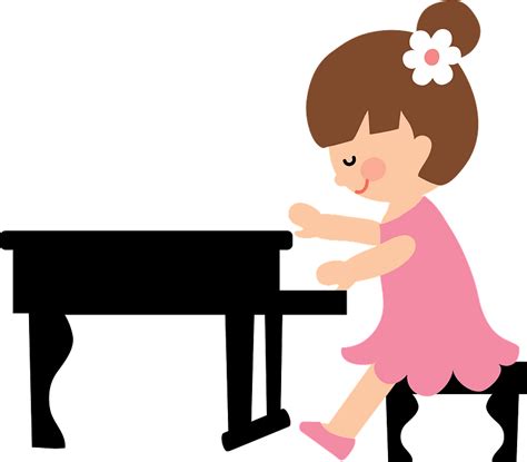 Niña Tocando El Piano De Dibujos Animados Clipart Vector Friendlystock