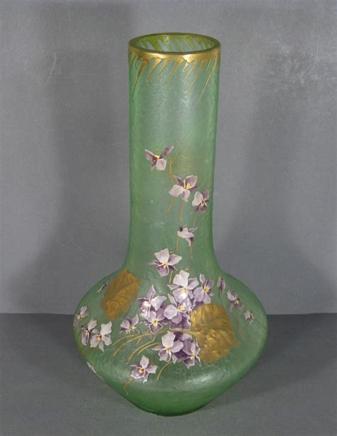 Vase Art Nouveau En Verre ÉmaillÉ SignÉ Montjoye Legras Verrerie Saint