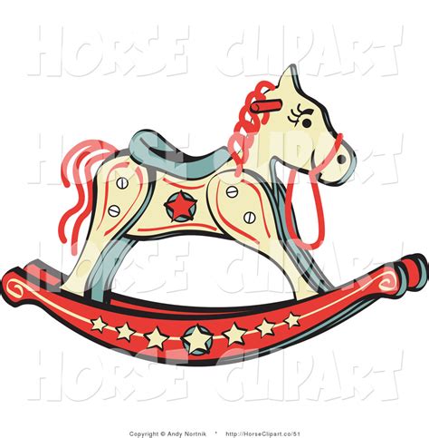 Clip Art Of A Childrens Rocking Horse With Star Decorations By Andy