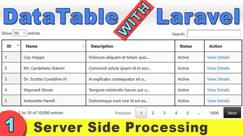 Laravel Datatable Server Side Processing Demo Part 01 YouTube