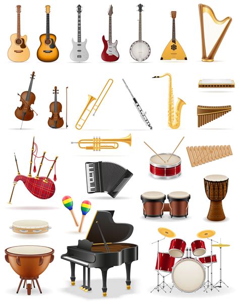 Musical Instruments Set Icons Stock Vector Illustration 516604 Vector