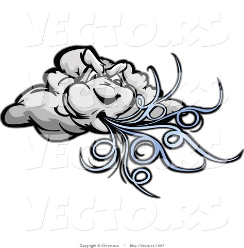 Cartoon Vector Of A Strong Cartoon Storm Cloud Mascot