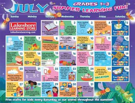 Summer Learning Calendars At Lakeshore Learning Summer Learning