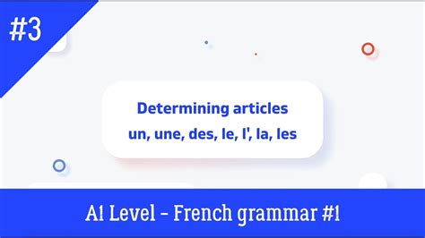 French Lesson 3 Determinant Articles Le La Les L Un Une Des