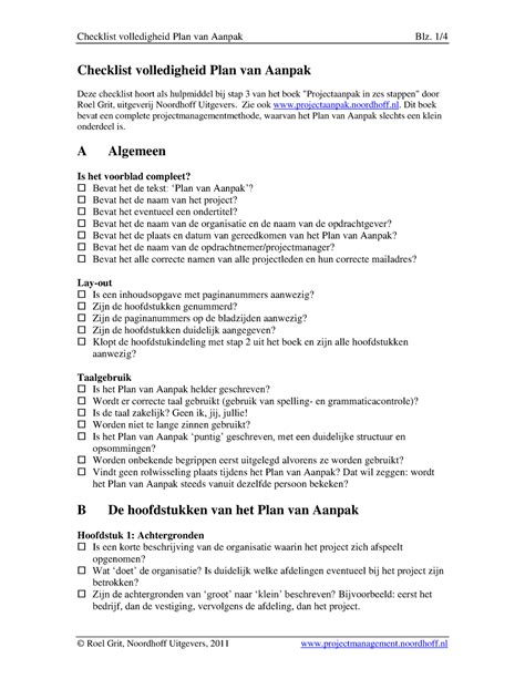 Plan Van Aanpak Grit 7720d24 Checklist Volledigheid Plan Van Aanpak