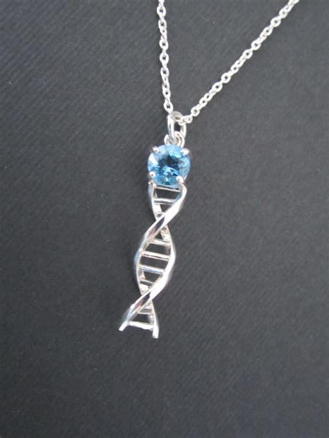 Dna Jewelry Necklace Pendant Sterling Silver Chain Birthstone