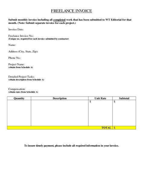 Invoice For Freelance Work Invoice Template Ideas
