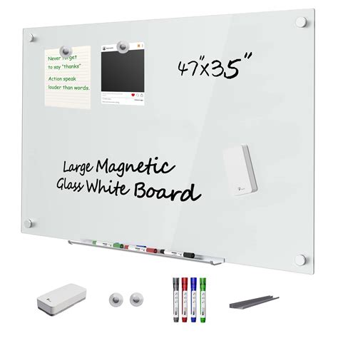 Towon 4x3 Huge Magnetic Dry Erase Board Clear Glass Whiteboard