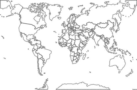Flat World Map Outline Sketch Coloring Page