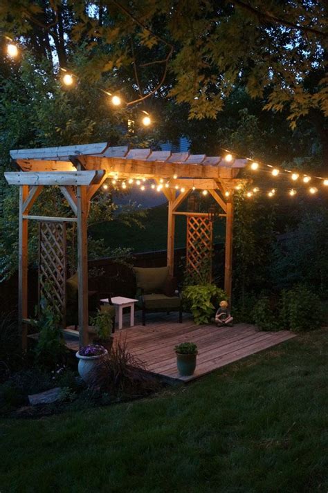 Pergola And String Lights Our Backyard For The Home Pinterest