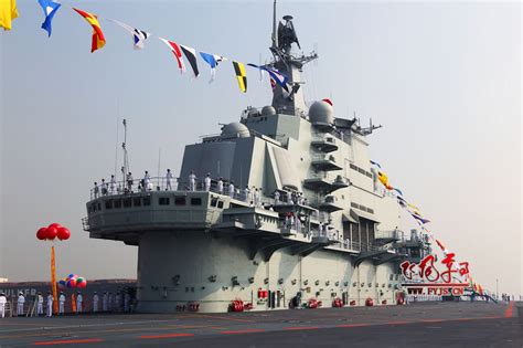 Chinese Aircraft Carrier Liaoning Cv16 At Induction Ceremony Chinese
