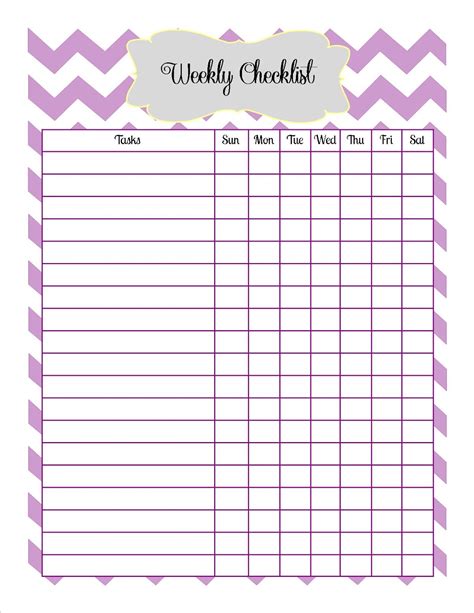 Just A Day {in the Life of Jen}: Weekly Checklist Printable