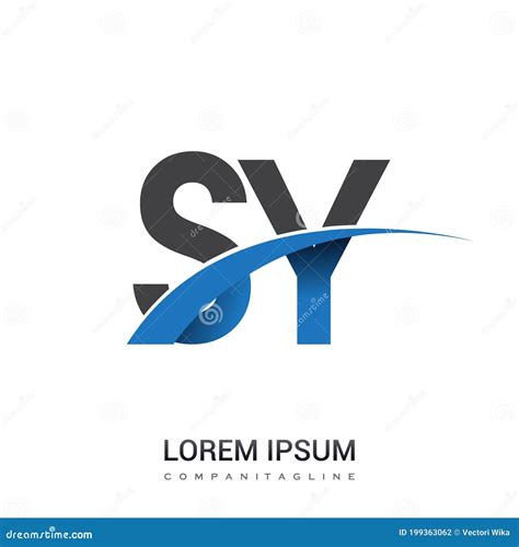 Initial Letter Sy Logotype Company Name Colored Blue And Grey Swoosh