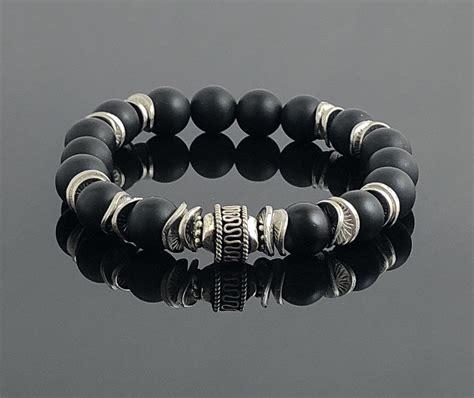 Stretch Bracelets For Men Black Onyx Valentines Day Etsy Bracelets