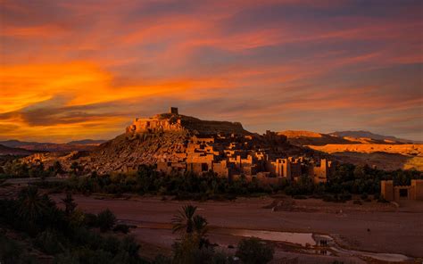 Morocco Africa City House River Dusk Desert Wallpaper Travel