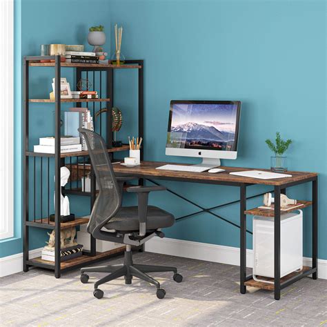 Buy Tribesigns 67 Inches Large Computer Desk With Storage Shelves