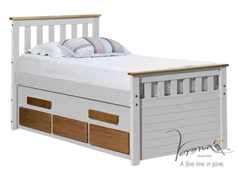 Verona Design Ltd Captains Bergamo Guest Bed Whitewash Stowaway Bed At