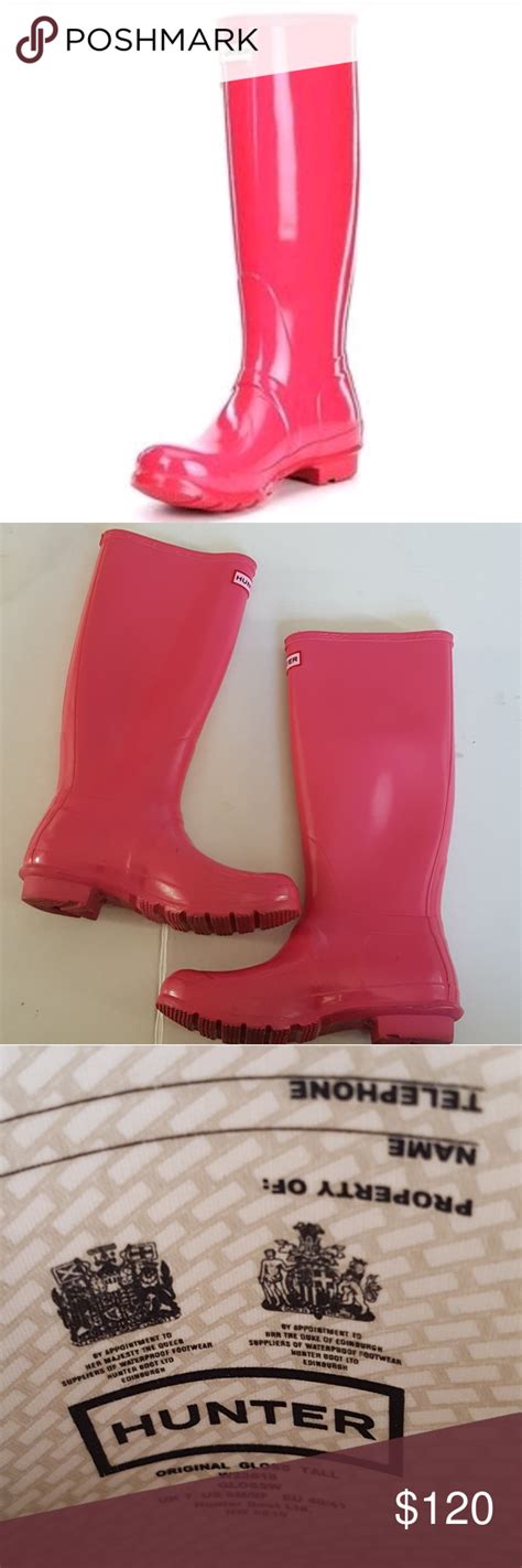 Hunter Wellington Hot Pink Gloss Boots Size 9 Hunter Wellingtons