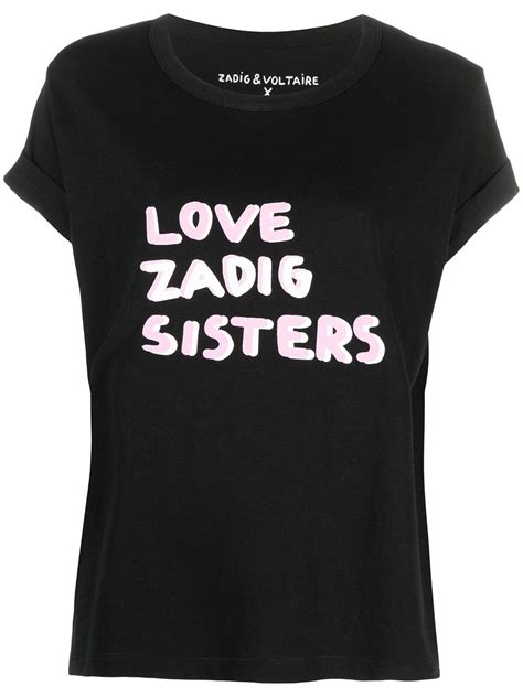 Zadig And Voltaire Anya Band Of Sisters T Shirt In Black Modesens