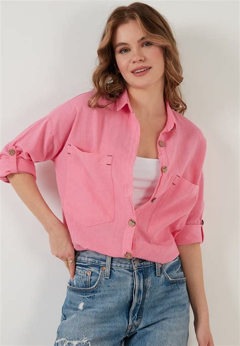 lela button down blouse pink zalando de