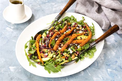 Roasted Baby Carrot Salad With Walnuts Chickpeas And Feta Claire