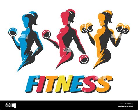 Three Colorful Woman Holding Weight Silhouettesb Odybuilder Logos
