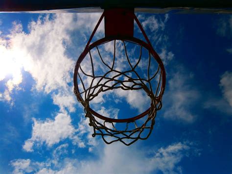 Black Basketball Hoop Basketball Clouds Sky Hd Wallpaper Wallpaper