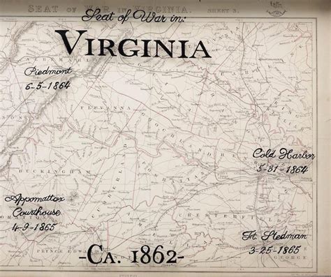 Antique Civil War Map Of Virginia Seat Of War In Virginia Sheet 3 1862 At 1stdibs