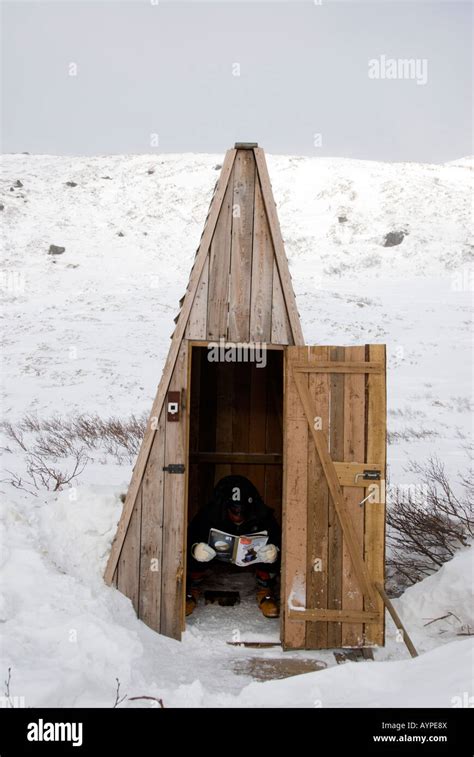 Wooden Outdoor Toilet In Mountains Of Southern Kamchatka In Russian Far