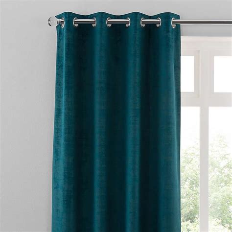 Ruben Teal Velour Eyelet Curtains Curtains Turquoise Curtains
