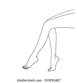 Nude Females Legs Line Drawing Illustration Arkivvektor Royaltyfri