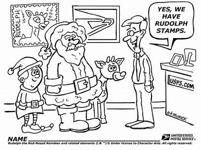 Coloring Rudolph Pages Snowman Office Postal Usps