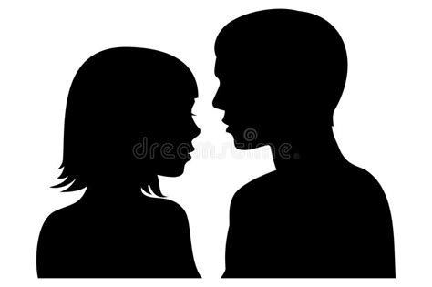Man And Woman Facing Each Other Silhouette Royalty Free