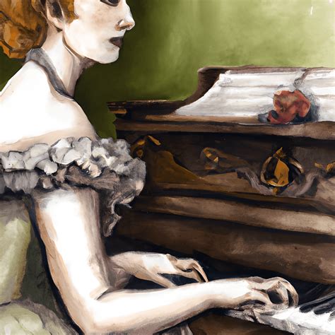 Victorian Era Woman Playing Piano Watercolor · Creative Fabrica