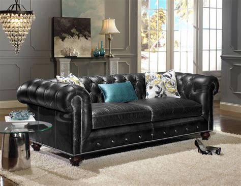 Distressed Black Leather Sofas For A Timeless Beauty And Elegance
