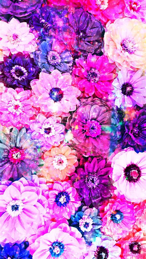 Pretty Galaxy 3d Flowers Made By Me Patterns Purple Glitter