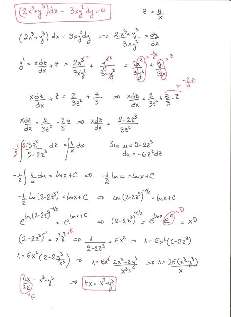 Solución Del Ejercicio 3 De Ecuaciones Diferenciales Homogéneas